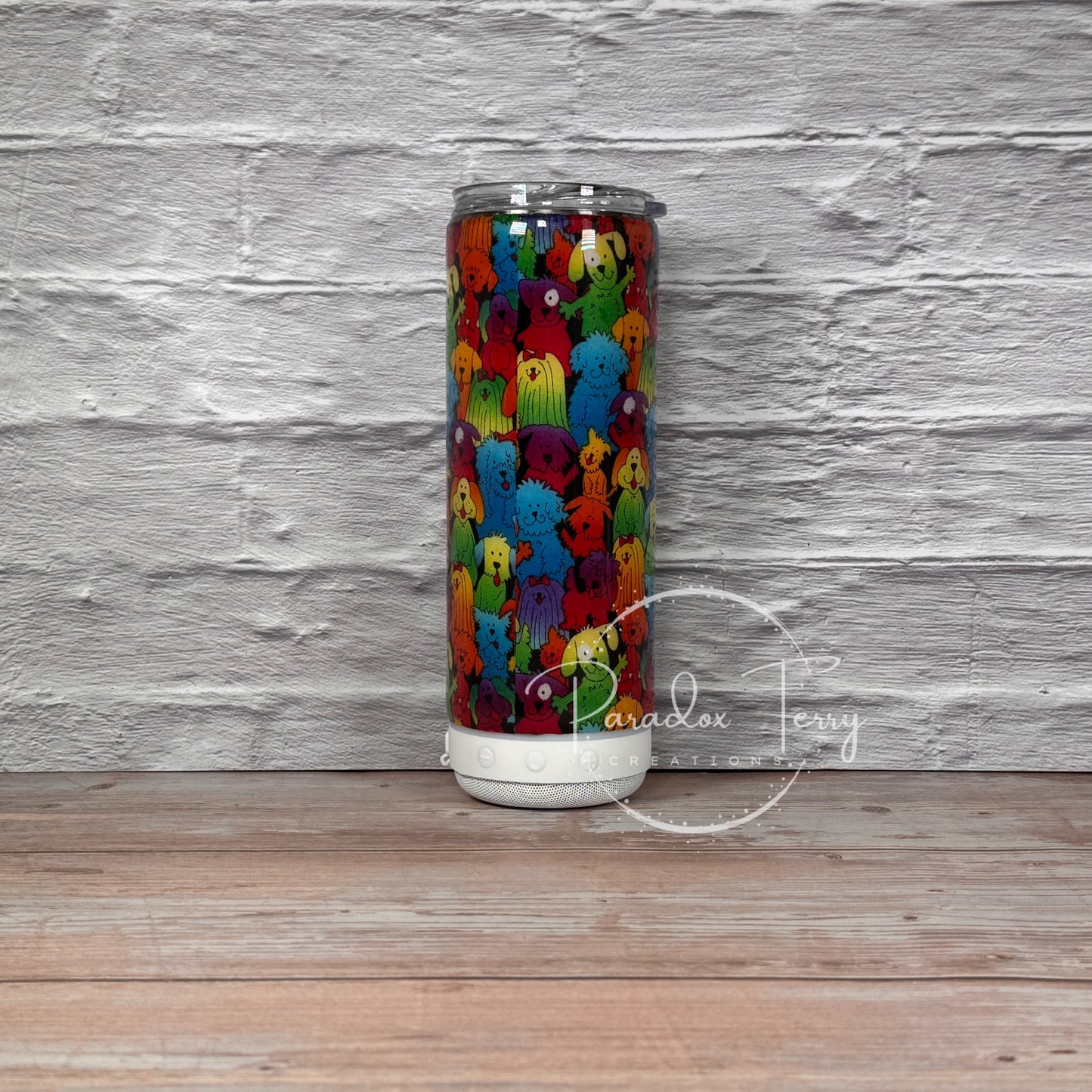 20 oz. Colorful Dogs Glow-In-The-Dark Speaker Tumbler