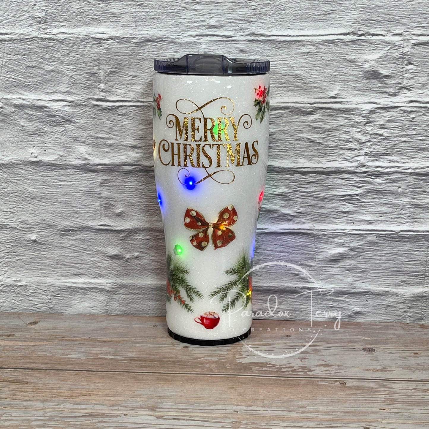 Merry Christmas Tumbler With Lights