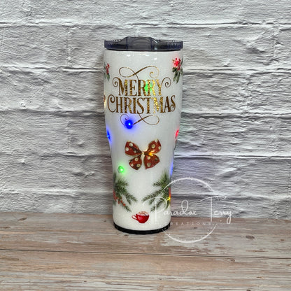 Merry Christmas Tumbler With Lights