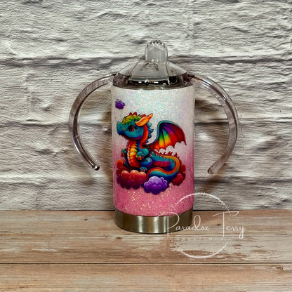 Pink & White Dragon Kid’s 12 oz. Sippy (Adaptive Drinking) Tumbler