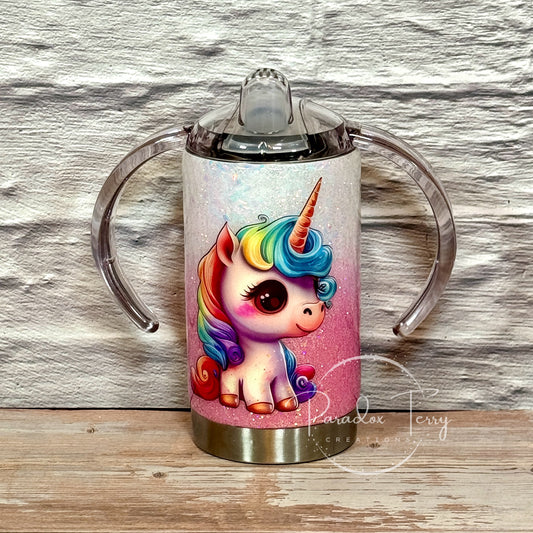 Pink & White Unicorn Kid’s 12 oz. Sippy (Adaptive Drinking) Tumbler