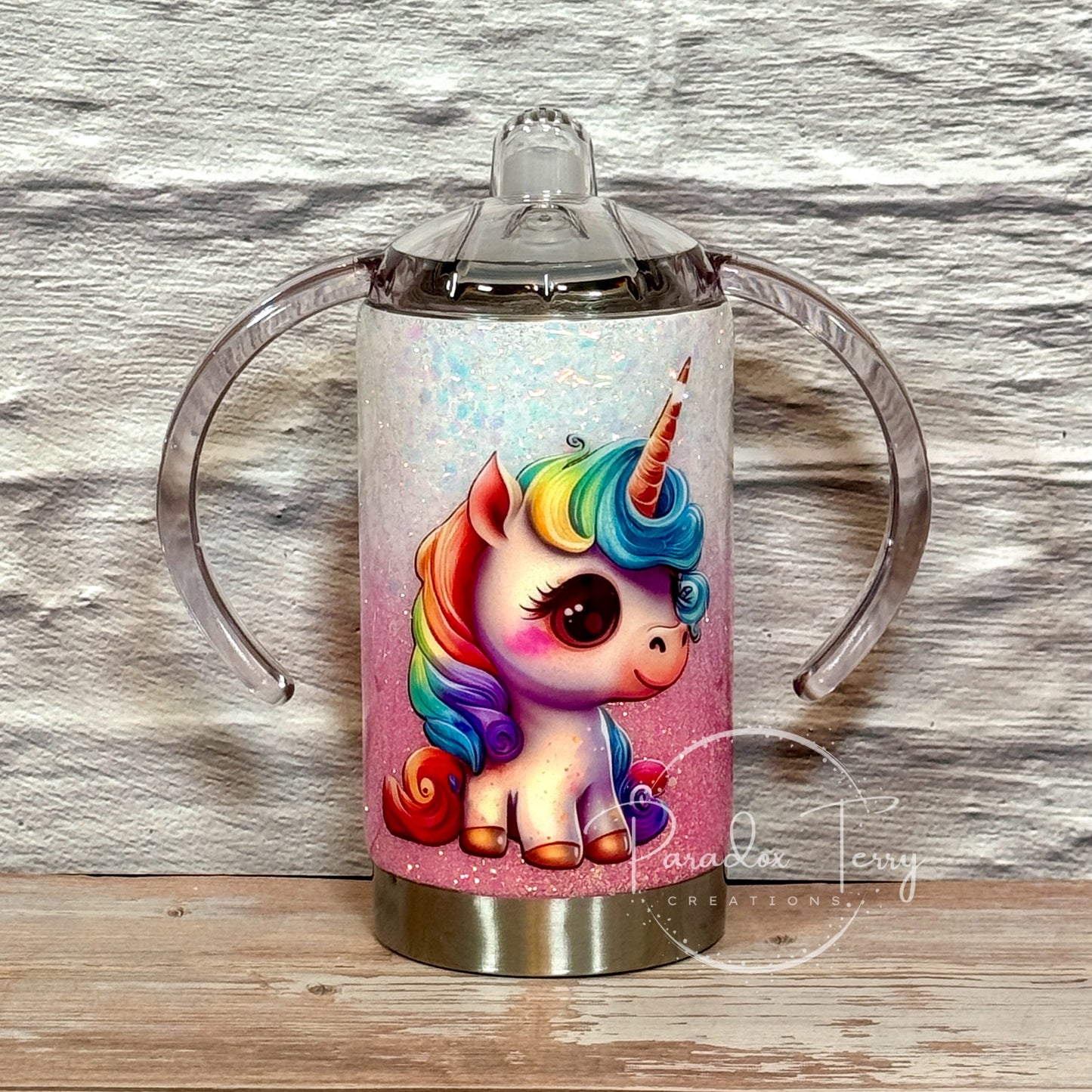 Pink & White Unicorn Kid’s 12 oz. Sippy (Adaptive Drinking) Tumbler