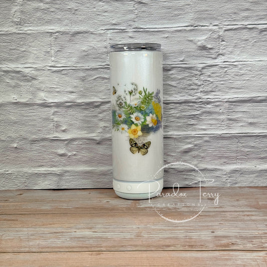 20 oz. Butterfly Flower Notes Glow-In-The-Dark Speaker Tumbler