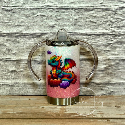 Pink & White Dragon Kid’s 12 oz. Sippy (Adaptive Drinking) Tumbler