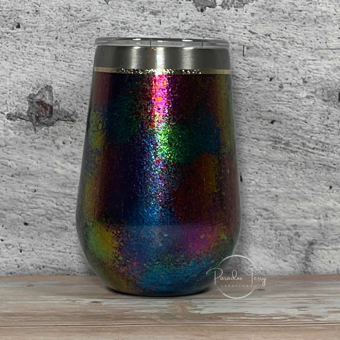 Mardi Gras Colored Wine Tumbler